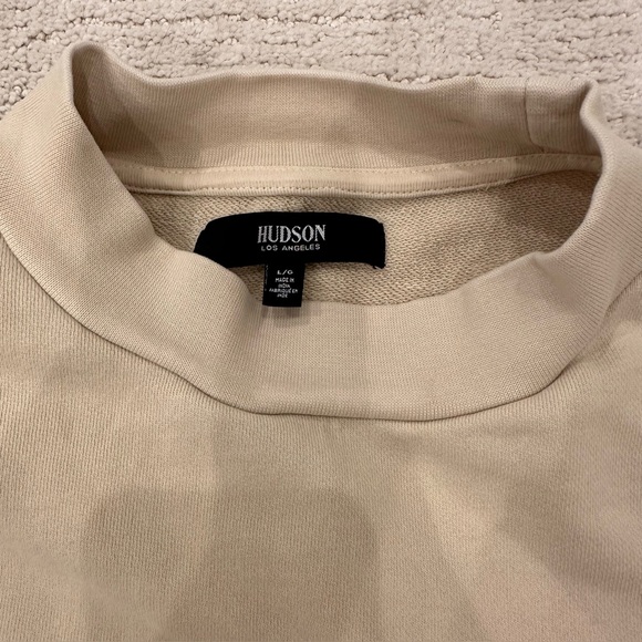 Hudson Jeans Women's Tuck Sleeve Cream Beige Pullover Sweatshirt - Large, EUC - Picture 4 of 6